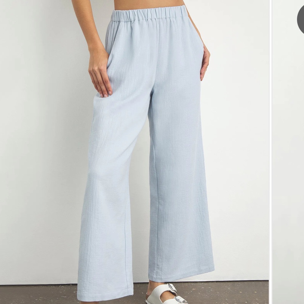 Onia Light Blue Wide-Leg Elastic Waist Pants